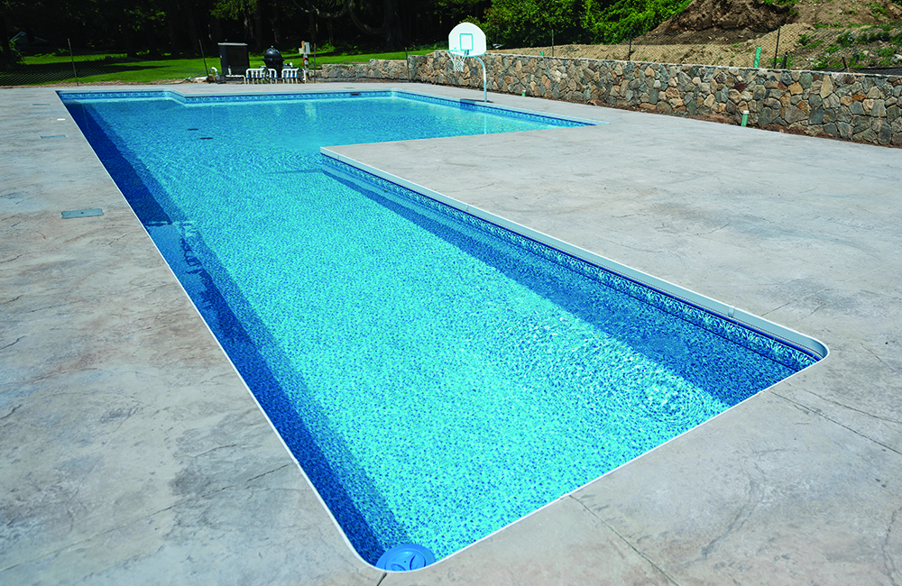 Custom Rectangle with Lap Lane featuring an inside Corner Steel Stair