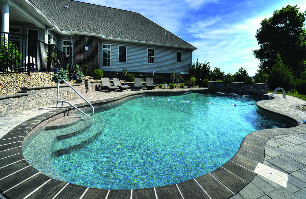 Mountain Lake Standard View featuring an offset Wedding Cake Nexus™ Steel Stair and Bench